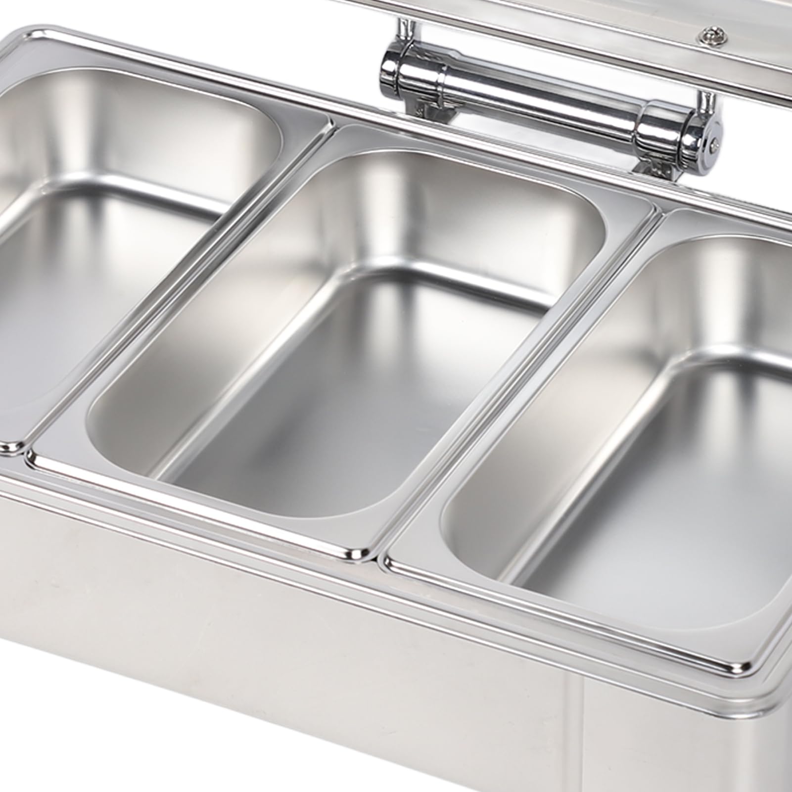 Fdit Scaldavivande Elettrico da Buffet in Acciaio Inossidabile da 9 Litri con Controllo della Temperatura 35-80°C e Coperchio in Vetro Visibile, Scaldavivande per Feste, Banchetti e (3 scomparti)