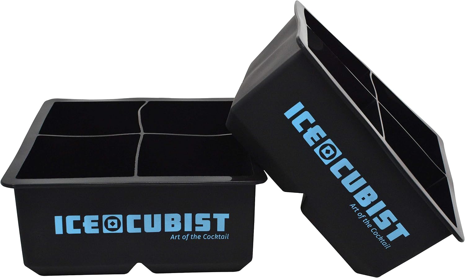 Ice Cubist Giant Square Ice Mold Tray - 2 Pack - Makes Extra Large 2.5 Inch Ice Cubes - Bar Accessories for Cocktails, Whiskey and More - Each Freezer Tray Makes (4) 2.5" Ice Cubes