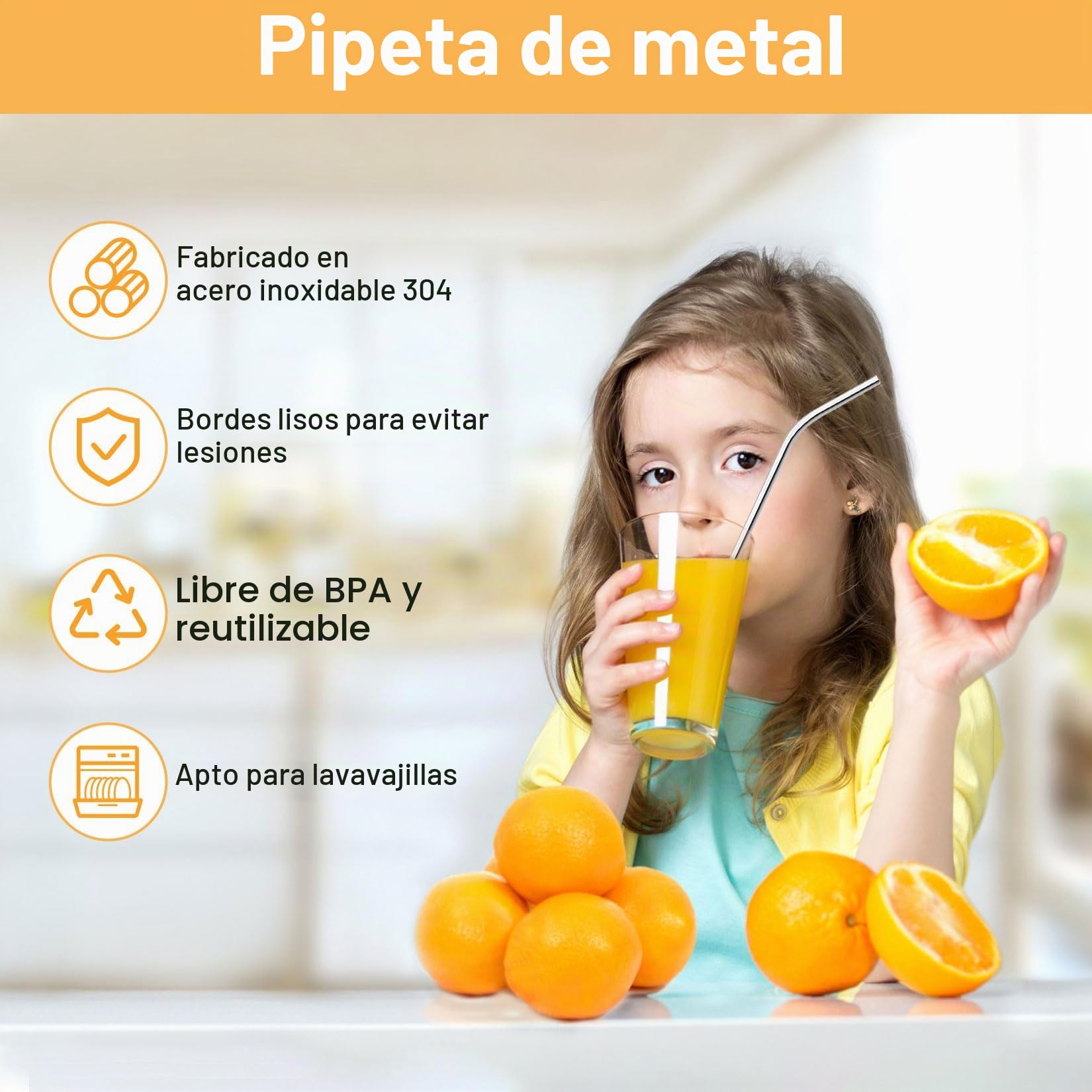 8 pajitas de acero inoxidable reutilizables, 30cm de largo, aptas para lavavajillas, con 2 cepillos de limpieza