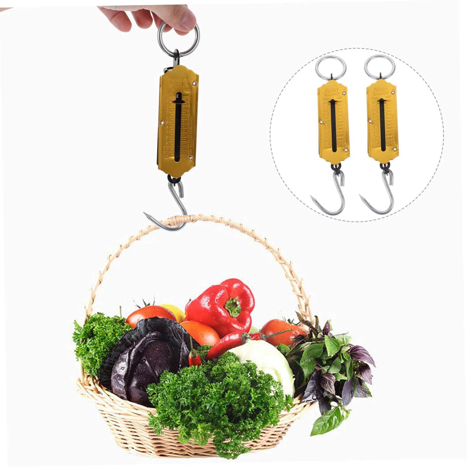 GALPADA 4pcs Portable Spring Scale Hanging Weight Measurement Tool for Luggage Fishing Kitchen Use Accurate Easy to Read