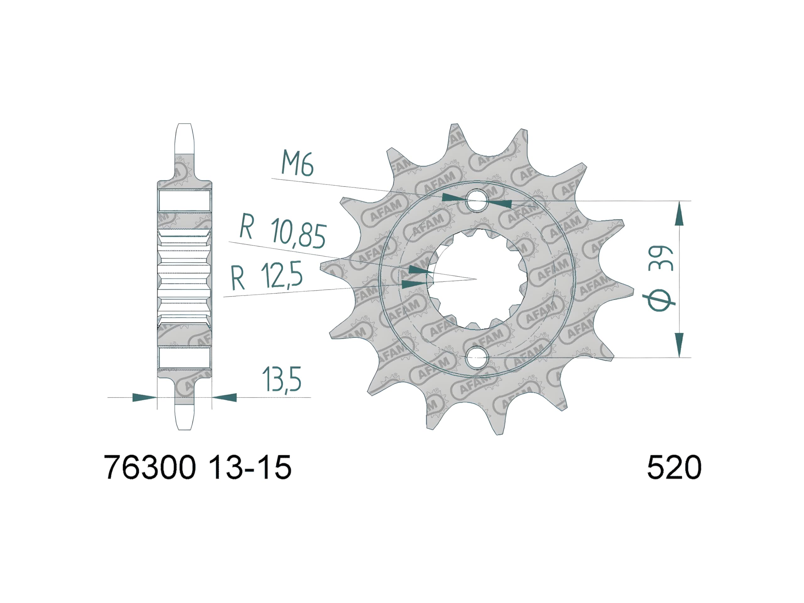 PIGNONE ACCIAIO PASSO 520 DENTI 13 KYMCO KXR 250 2003-2006 MAXXER 250 2007-2012 MXU 250 2005-2012 MAXXER 300 2005-2012 - TGB 250 BLADE13 cannelures feinverzahnt 2008-2009 feinverzahnt 325 TARGET13 cannelures feinverzahnt 2008-2009 feinverzahnt