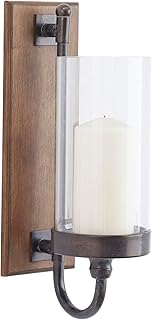 Deco 79 Wood Wall Sconce with Glass Holder, 5