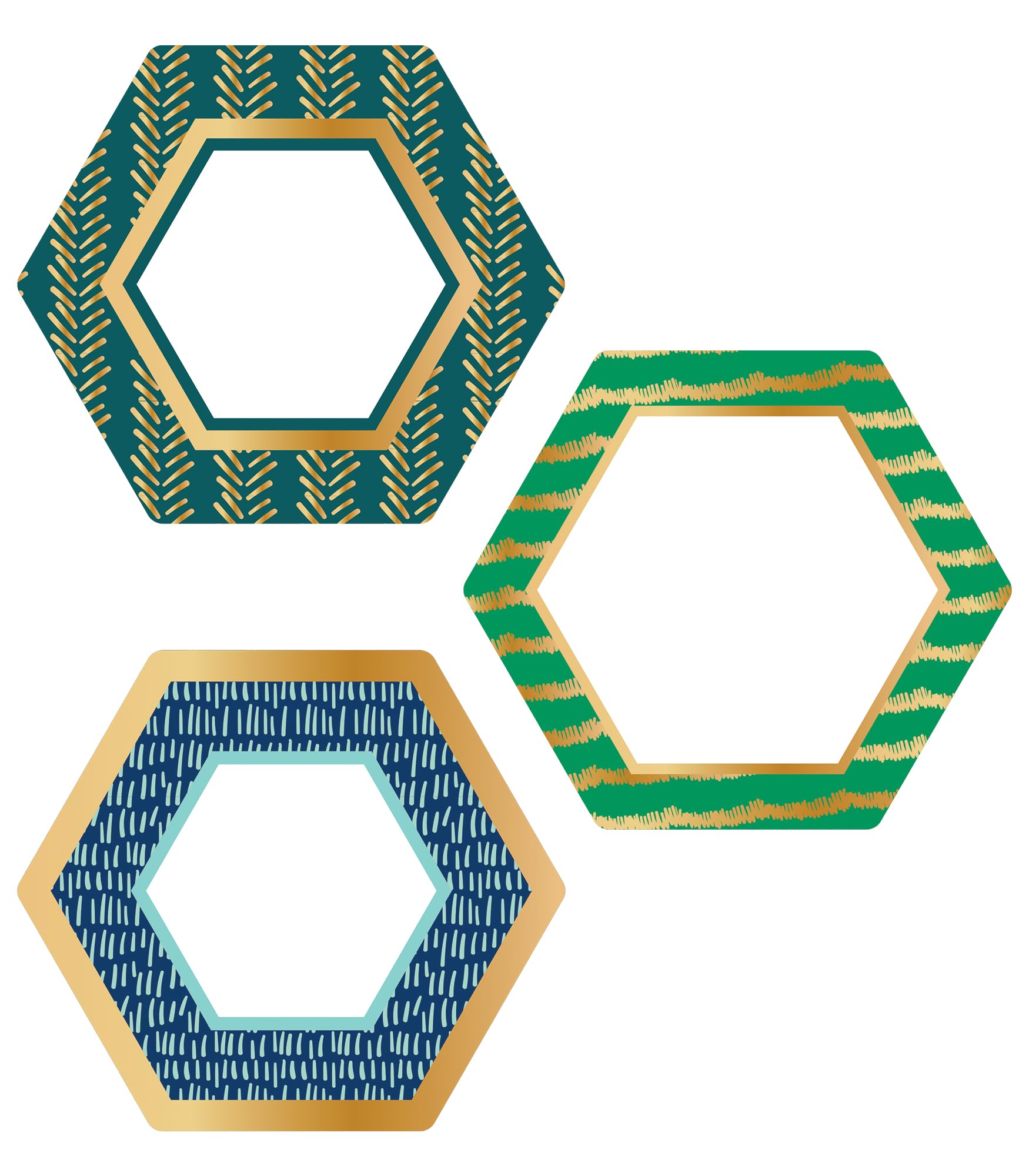 Carson Dellosa – One World, Hexagons with Gold Foil Colorful Cut-Outs, Classroom Décor, 36 Pieces