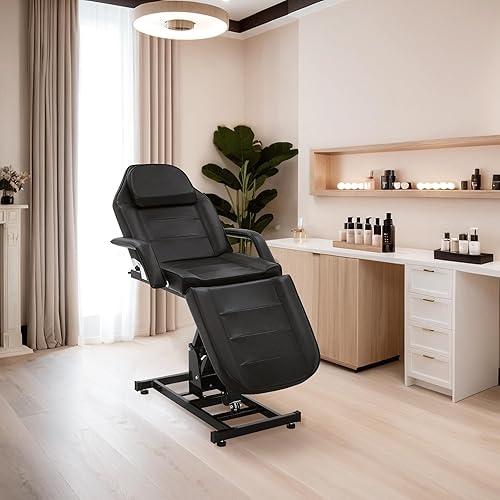 Miniatura 2 de BarberPub Salón SPA Masaje Cama Tatuaje Silla Facial Mesa Ajustable Equipo de Belleza 0100 (Negro)