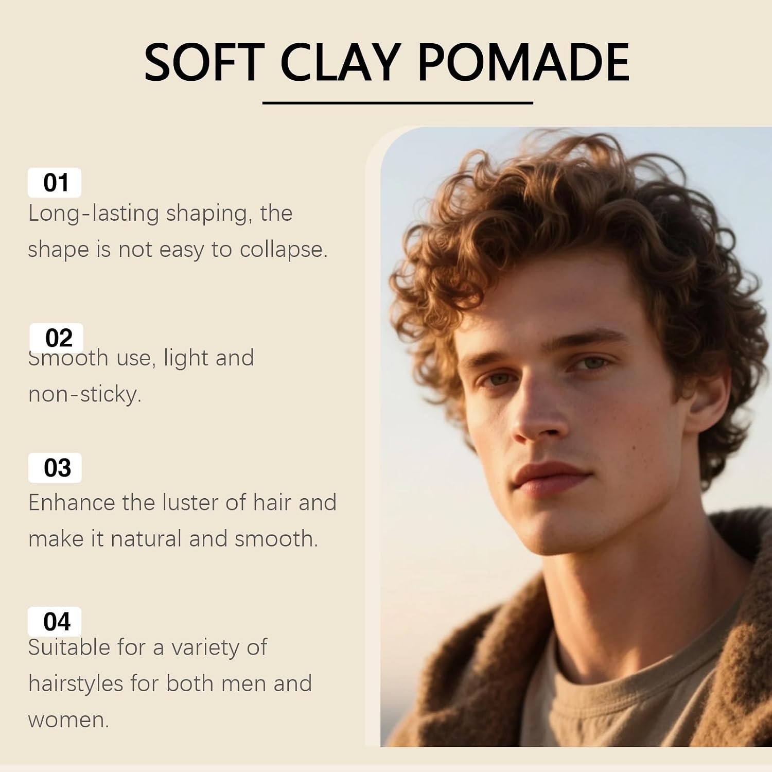 SPRINGSUGAR Soft Clay Pomade for Men, Medium Hold Matte Finish Hair Clay, Natural Texture Styling Wax, Non-Greasy Easy Wash Hair Styling Product, Long Lasting Flexible Hold, Original Scent 100g