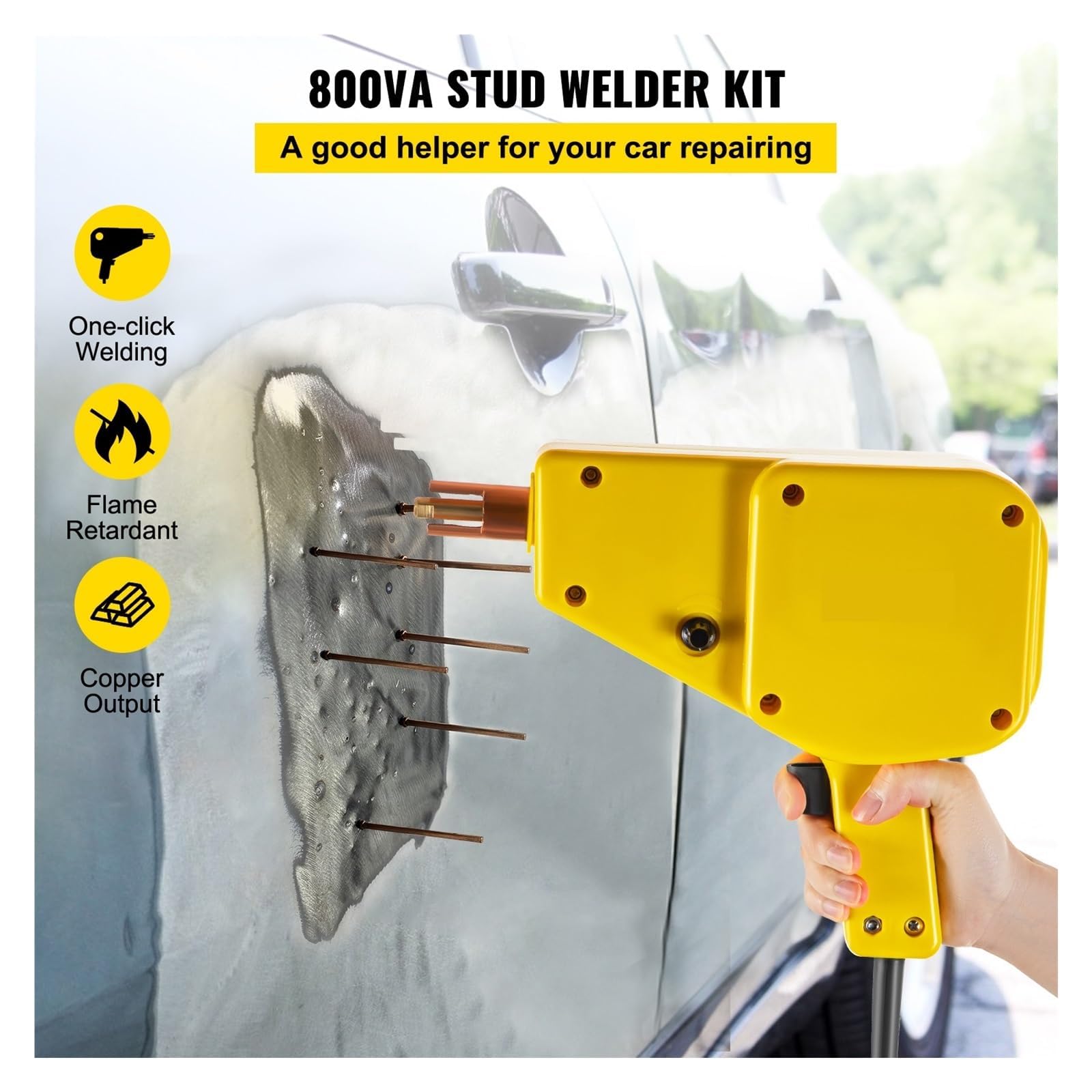 800VA Punktschweißgerät & Dellenzieher Kit - Professionelles Karosserie-Reparaturwerkzeug-Set mit Bolzenpistole für Auto Dellen Entfernung
