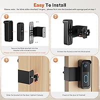 Vista 7 de Soporte para timbre Blink, 2ª generación, antirrobo, soporte para cámara de timbre Blink sin perforación con cubierta para lluvia, compatible