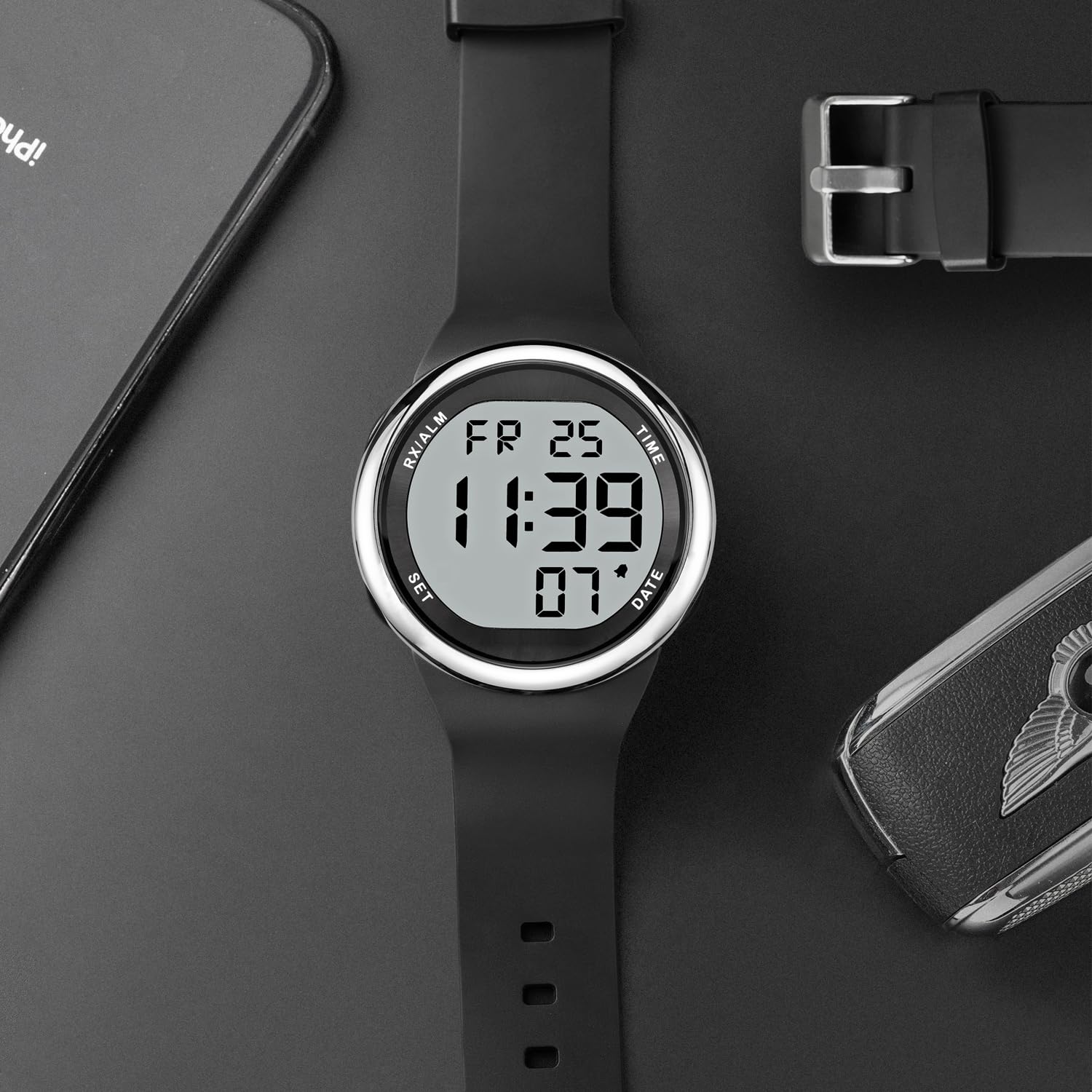 Hearkent Horloge parlante pour malvoyants ou personnes âgées LCD grand nombre facile à lire Atomic Parler Montres pour personnes aveugles