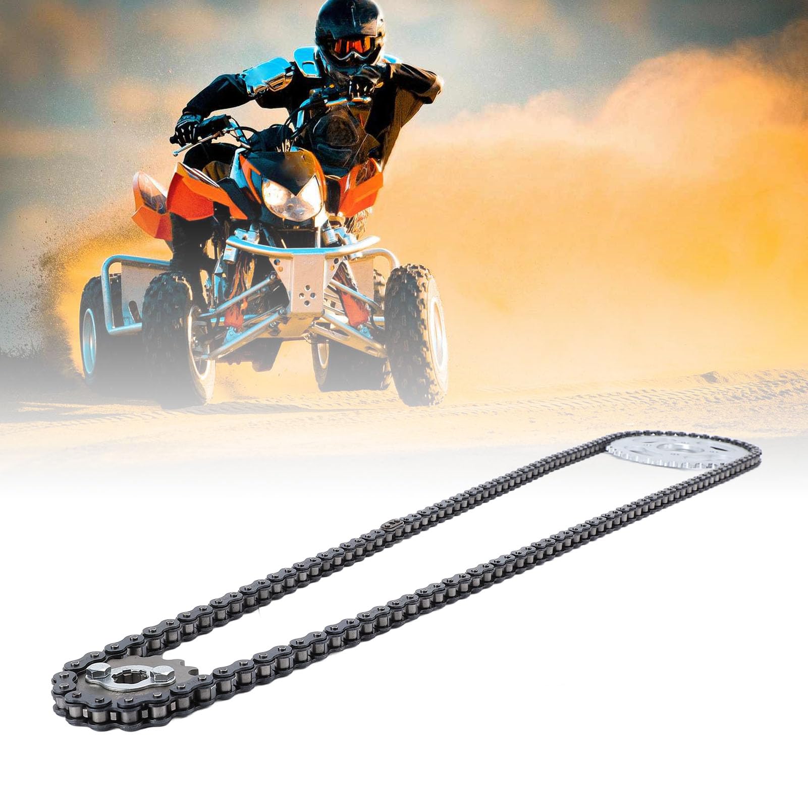 Kit de chaîne avec pignon avant 420 15T et pignon arrière 37T, kit de remplacement en alliage d’acier comprenant une chaîne 420 pour pit bike, trail, dirt bike, pocket bike, ATV,