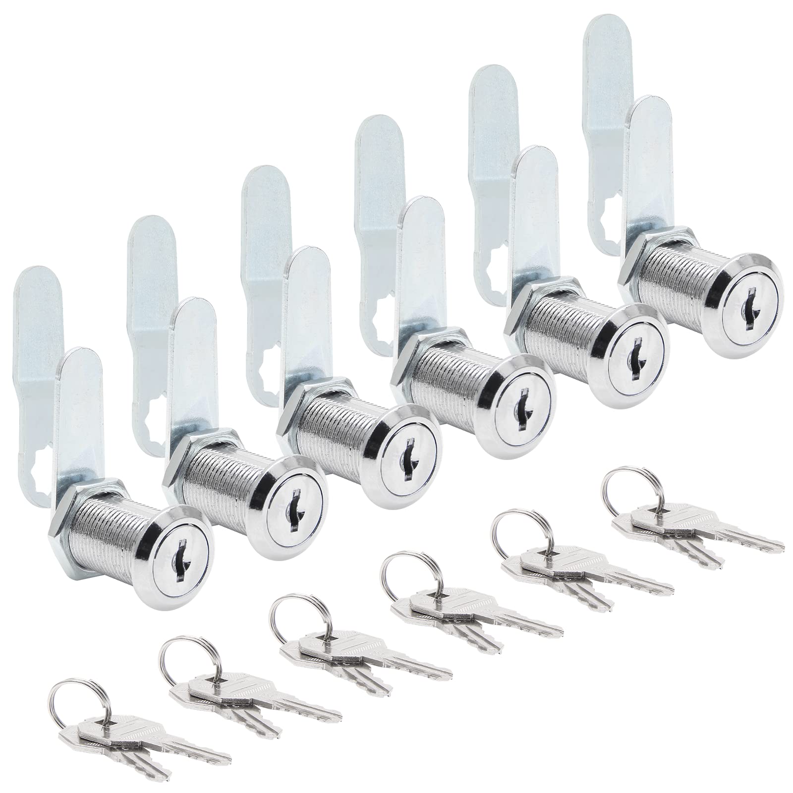 Uenhoy 6 Pack Cam Locks Keyed Alike, 1-1/8" (30mm) Set for Drawers, Mailbox, Tool Box, RV, File Cabinet Locks with Keys