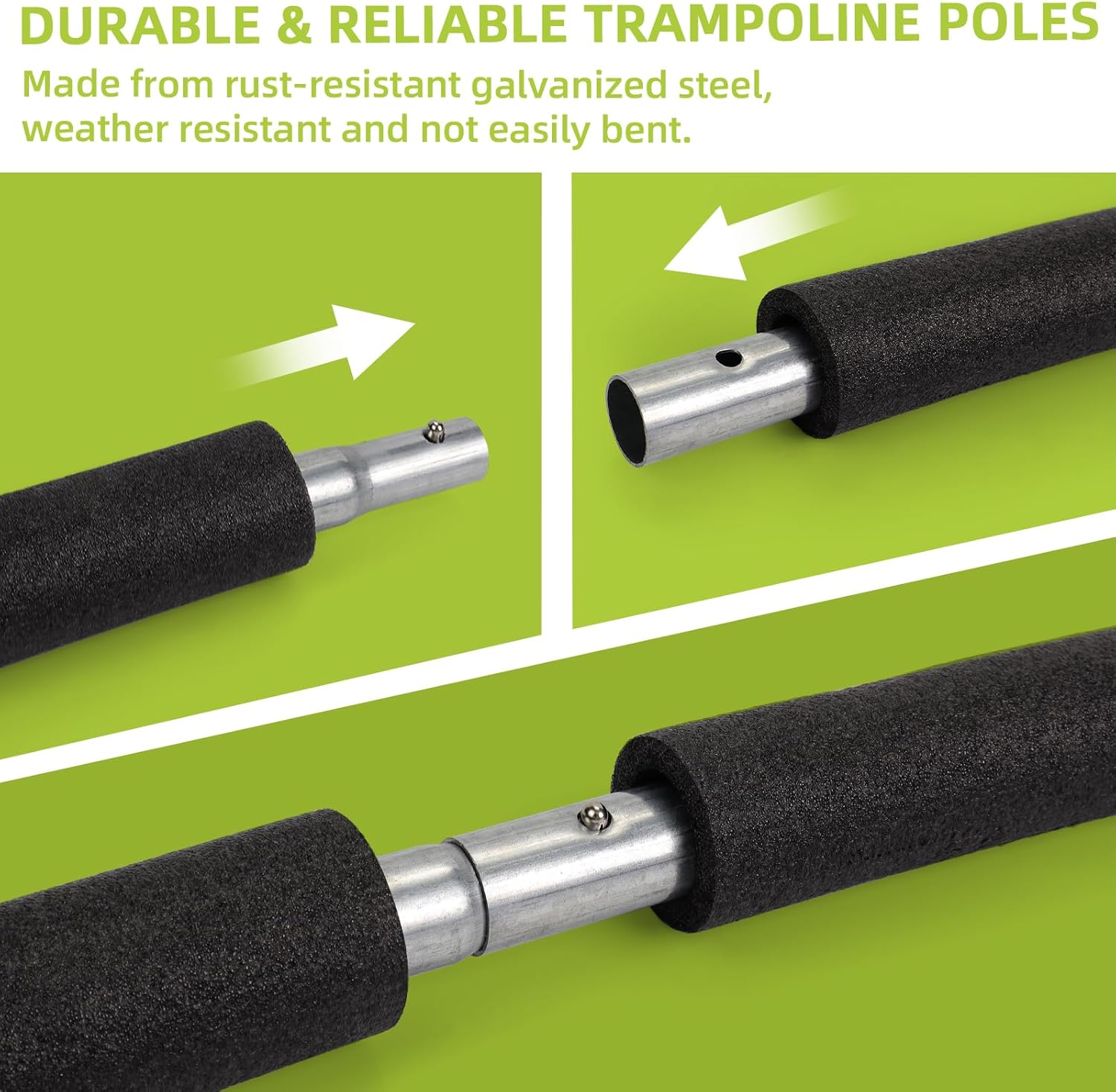 Trampoline Poles Replacement for Skywalker Or Jumpzylla,Galvanized Trampoline Enclosure Pole for Skywalker or Jumpzylla,Replace Parts#4201 4202 4135 OR for Jumpzylla 8ft 10ft&12ft 14ft