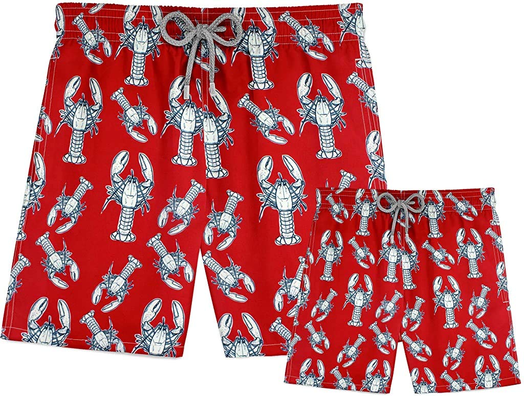 Father and Son Matching Swim Trunks Red Lobster-image-23