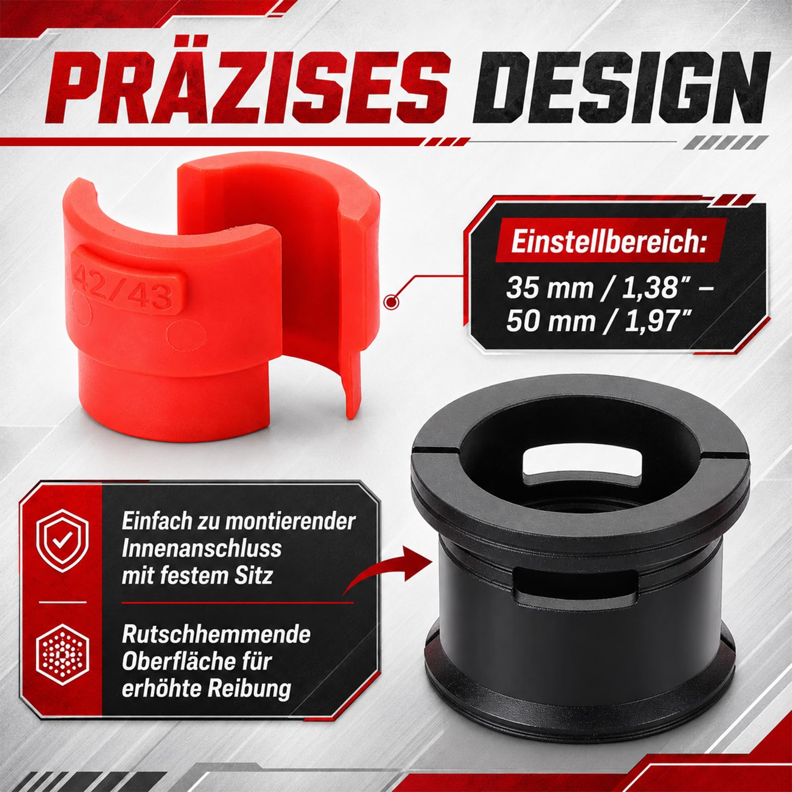 Controlador Sello Horquilla 35-50mm para Motocicleta, Herramienta de Instalación de Retenes de Horquilla con 6 Adaptadores de Plástico para Horquillas Delanteras Convencionales e Invertidas