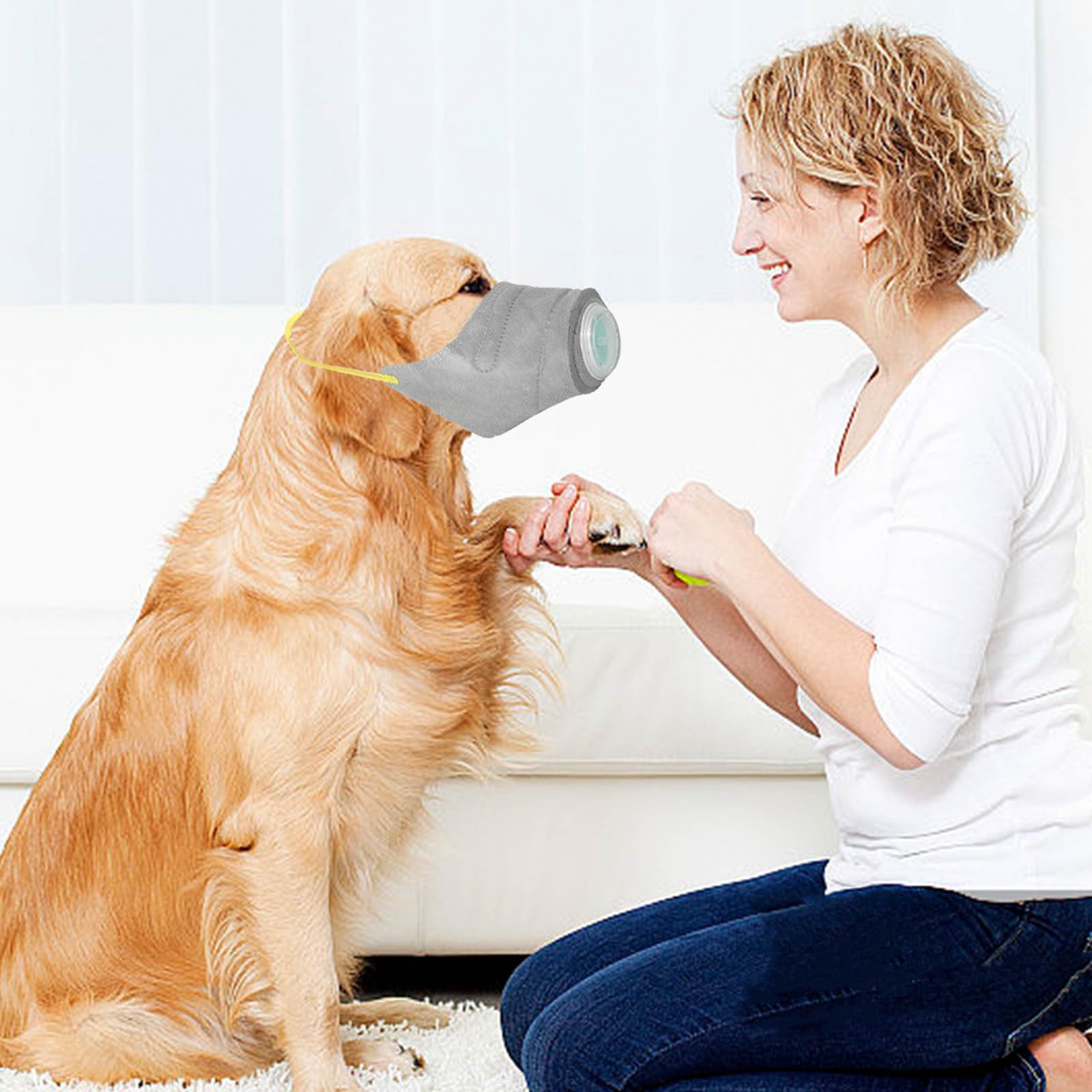 5PCS Dog Masks, Reusable Dog Muzzles, Adjustable Breathable Dog Face Mask with Filter, Dog Protective Mouth Mask (Grey, Small)