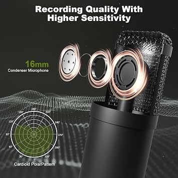 Podcast Equipment Bundle for 2,Dual Condenser mics with Audio Interface-V1