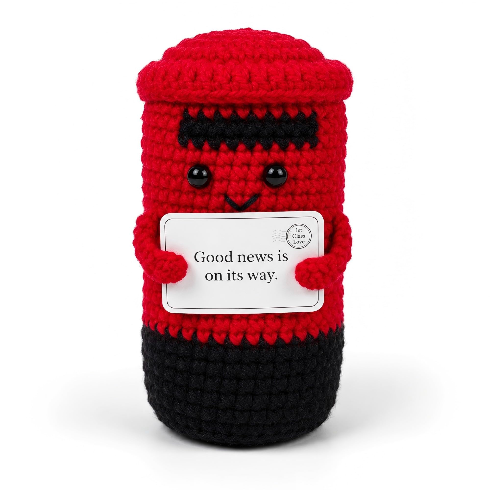Plimto Good Luck Gift, Crochet Postbox Congratulations Keepsake