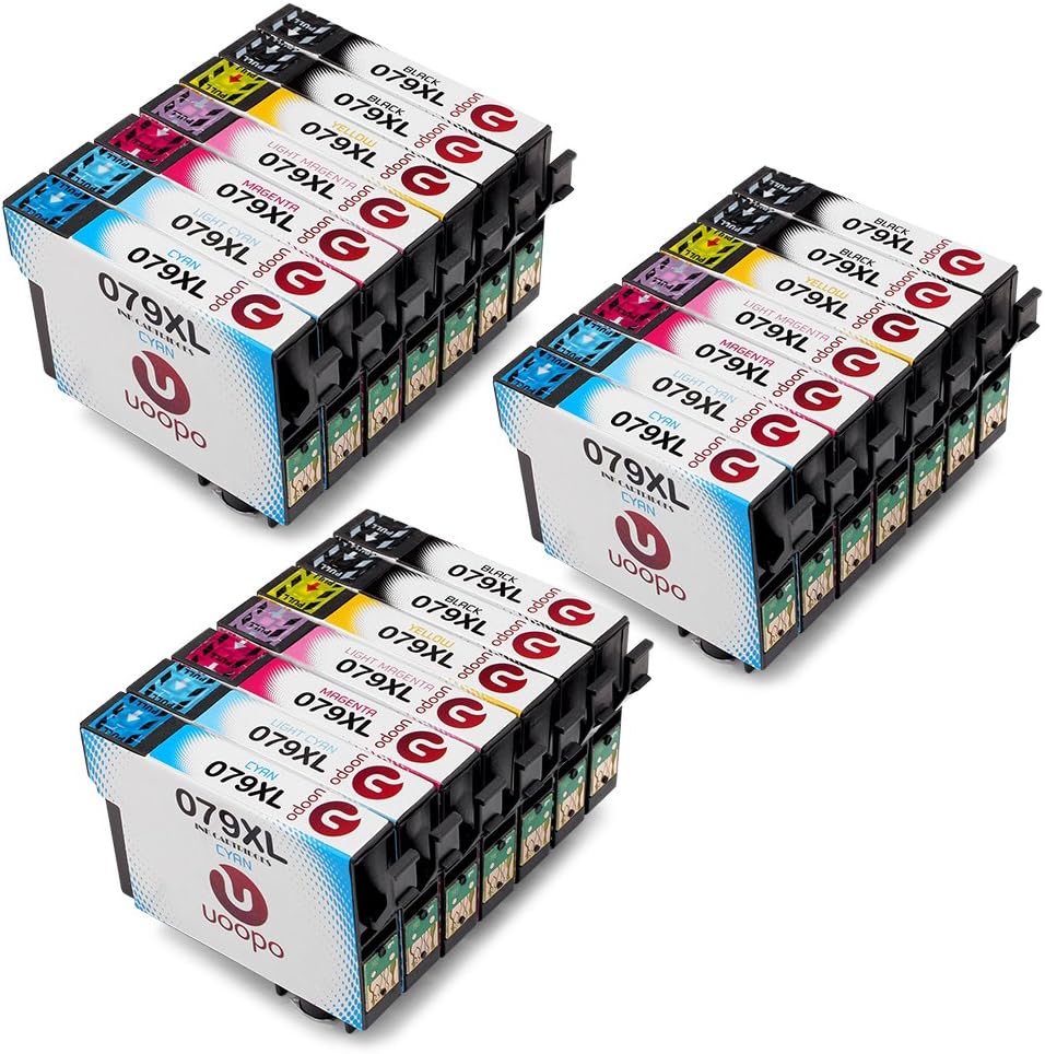 Uoopo Compatible Ink Cartridges Replacement for Epson T0791 T0792 T0793 T0794 T0795 T0796- Multipack Use for Epson Stylus Photo P50 1500W 1410 Artisan 1430 PX650 PX660 PX700W PX710W PX720WD