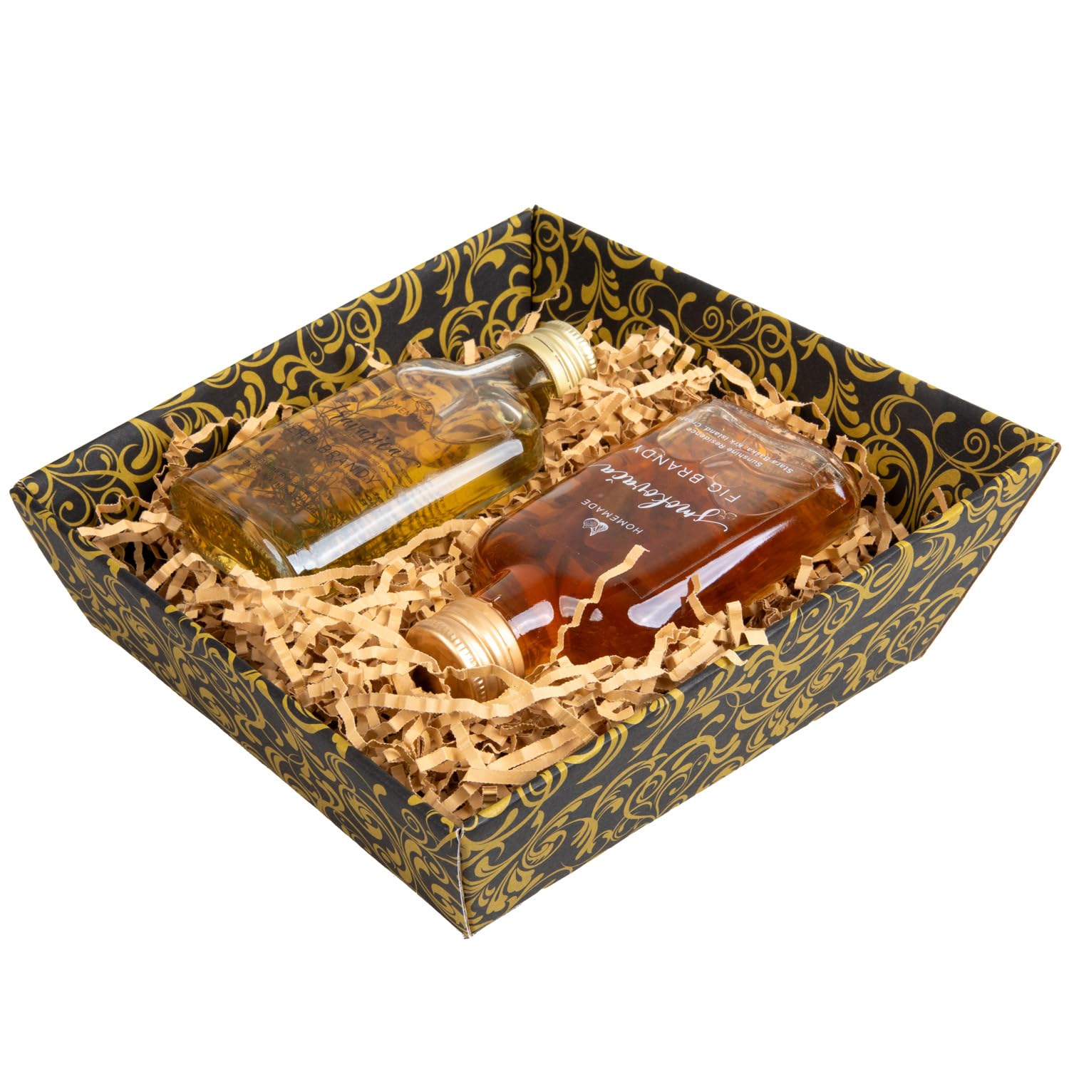 10 x PresentFill® Präsentkorb Quadrat Mittel Floral Barock Bordeaux/Gold - Geschenkkorb - Pappe aus umweltfreundlichen 100% Recycling Karton - Made in Germany