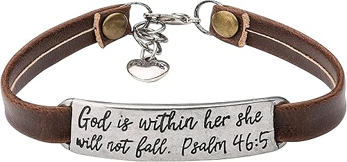Yiyang Regalo Cristiano Pulsera de Cuero para Mujer Joyería Religiosa Inspiradora con Versículo Bíblico Joyería Fe Navideña Cumpleaños Bautizo para
