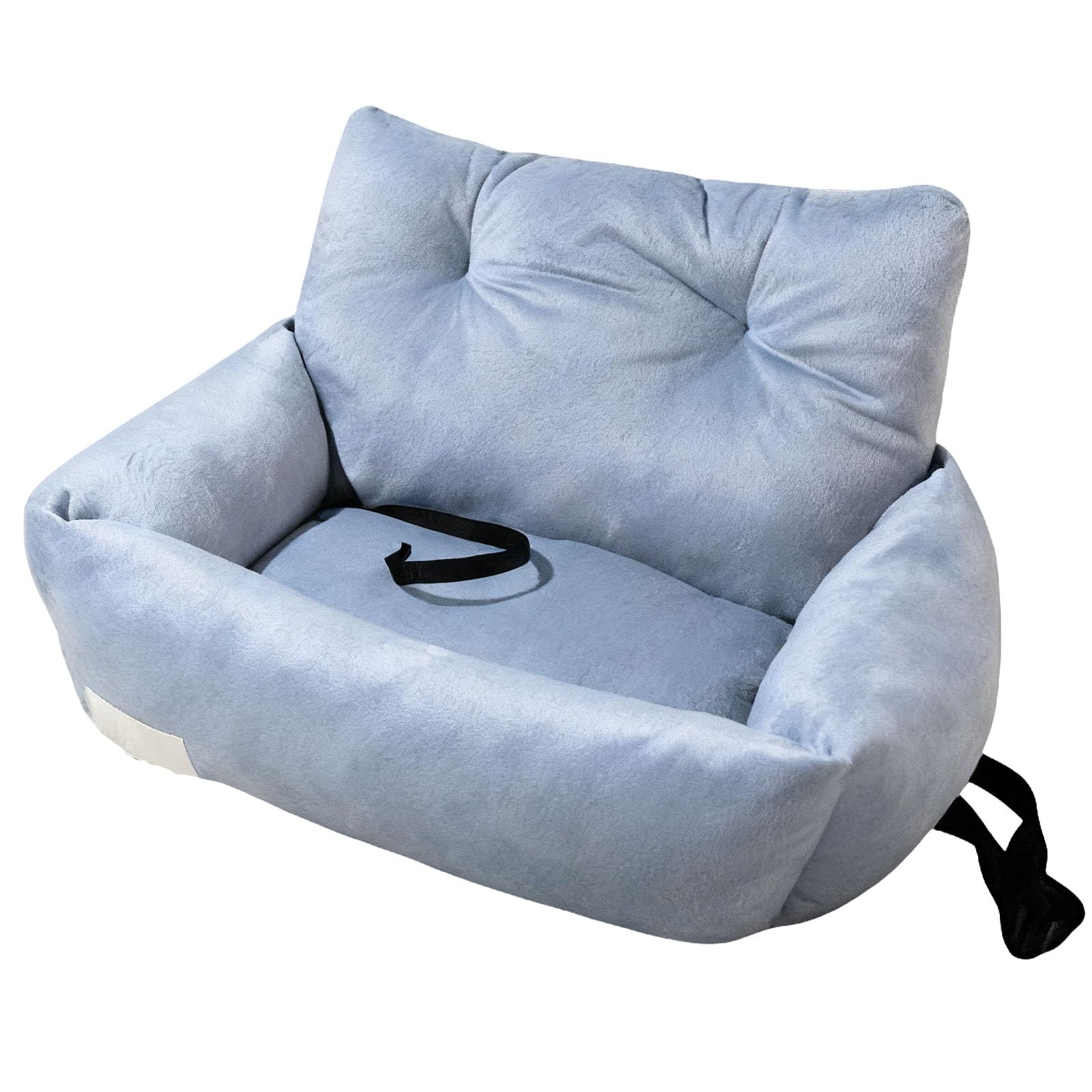 Asiento de coche para perros pequeños, 15.7 x 11.8 x 11.8 pulgadas, 40 x 30 x 30 cm, asiento para mascotas con cuerda de seguridad de doble protección, cama portátil de felpa suave para viajes en