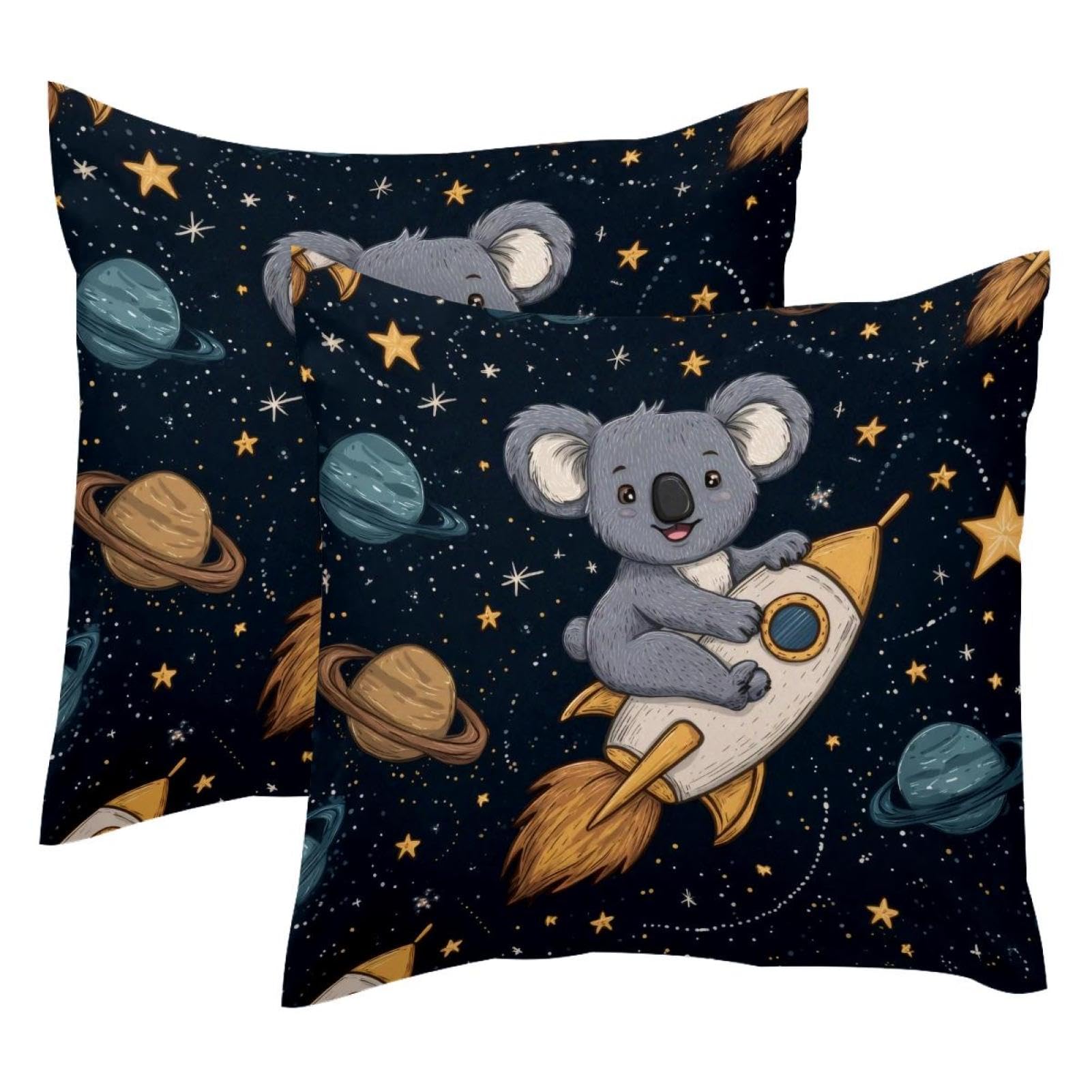 Housse de coussin velours koala 50x50 cm, lot de 2 taies d'oreiller décoratives double face
