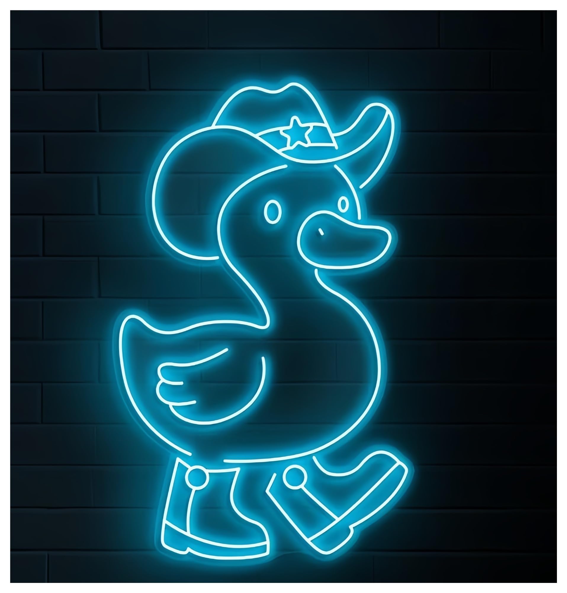 SHOUXI Sign Lamp Cute Cowboy Duck Neon Sign Wall Decor Animal Shop Wall Art Nursery Room Wall Decor Kids Room 48cm(F)