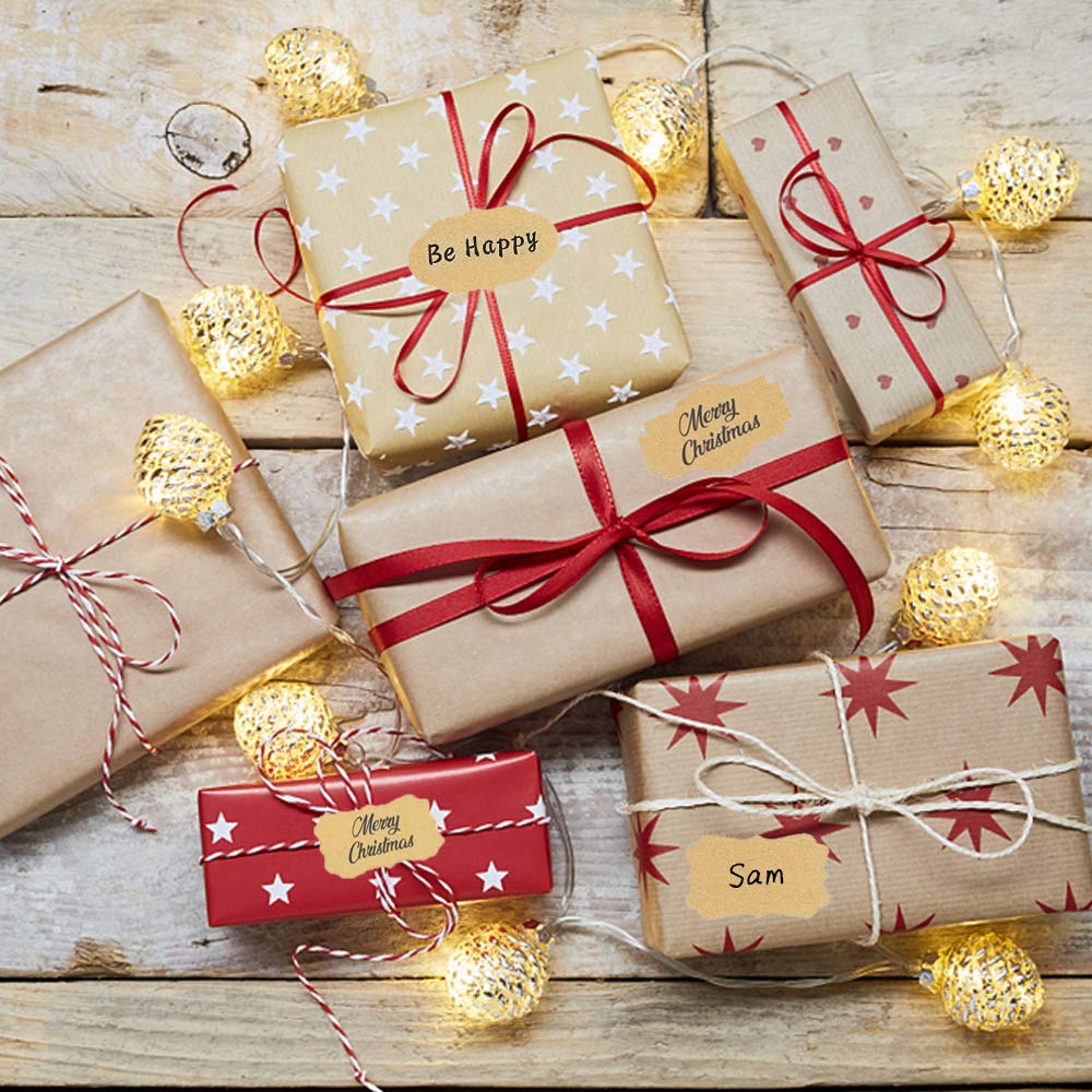 Cofvetia 300 Kraft Etiketten Aufkleber - Selbstklebend Für Geschenke & Marmeladengläser