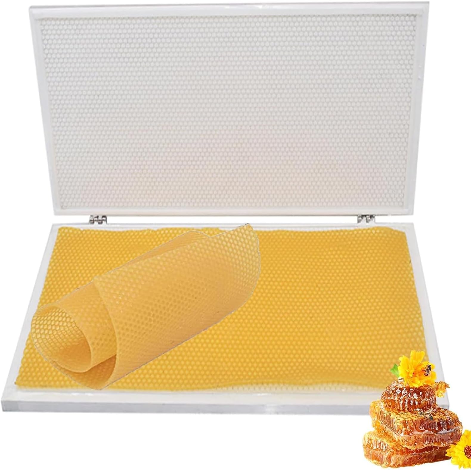 Beeswax Foundation Sheet Mold Casting Machine, 220 X 420mm Bee Wax Embossing Mold, 4.7mm/5.3mm Aluminium Alloy Eyes Comb Foundation Press Tool for Beekeeping Supply(4.7mm)