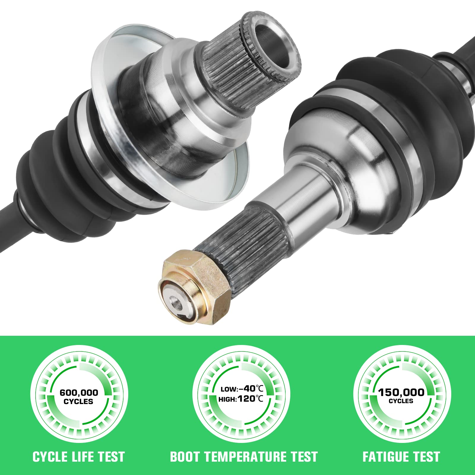 Youxmoto Eje CV trasero izquierdo/derecho para Yamaha Grizzly 660 2003 2004 2005 2006 2007 2008, 4340 Chromoly Steel CV Axle Drive Half Shaft con kit de rodamientos de rueda