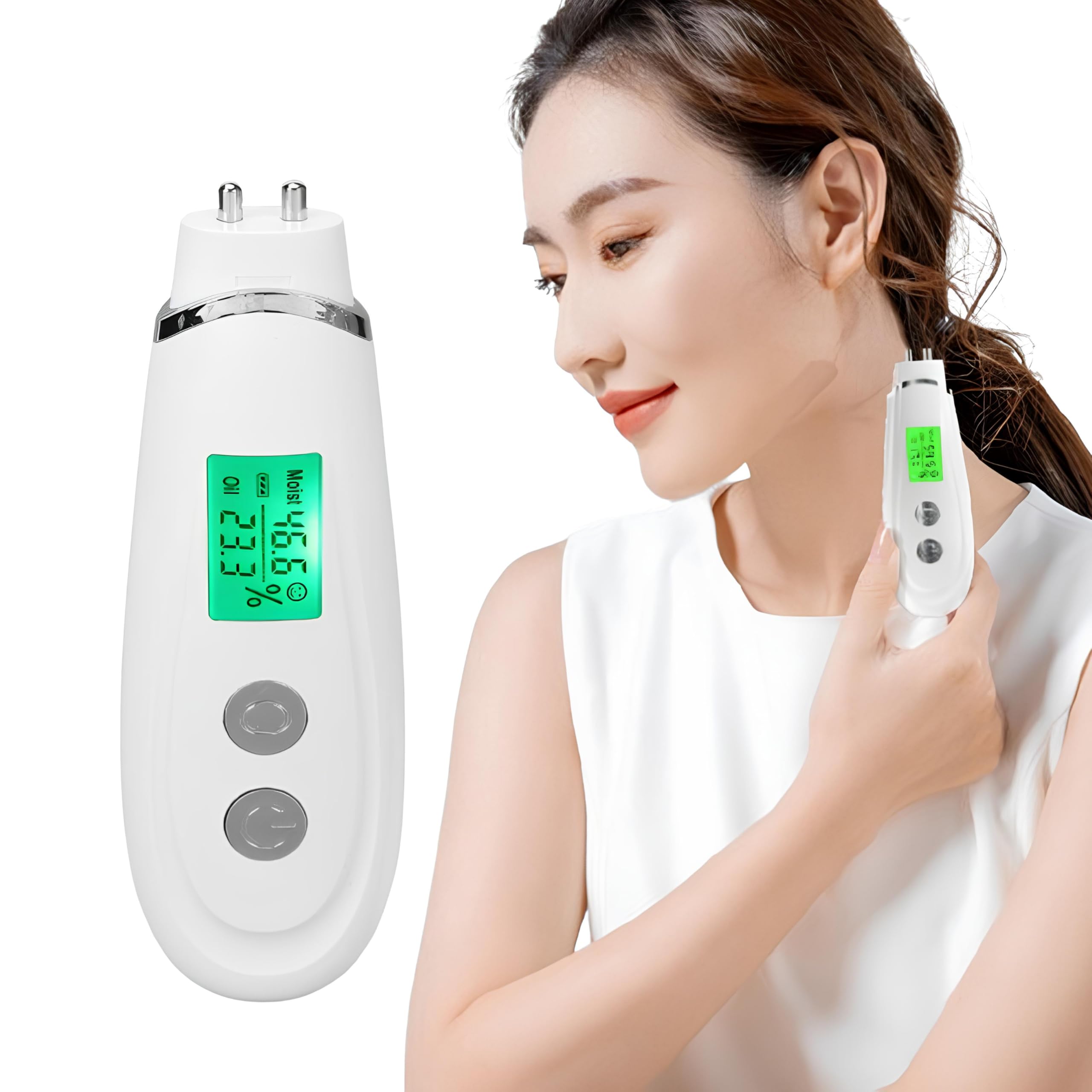 Analyseur de Peau Testeur d'Humidité Faciale Détecteur de Sécheresse Cutanée Mesureur d'Hydratation Blanc 150 caractères