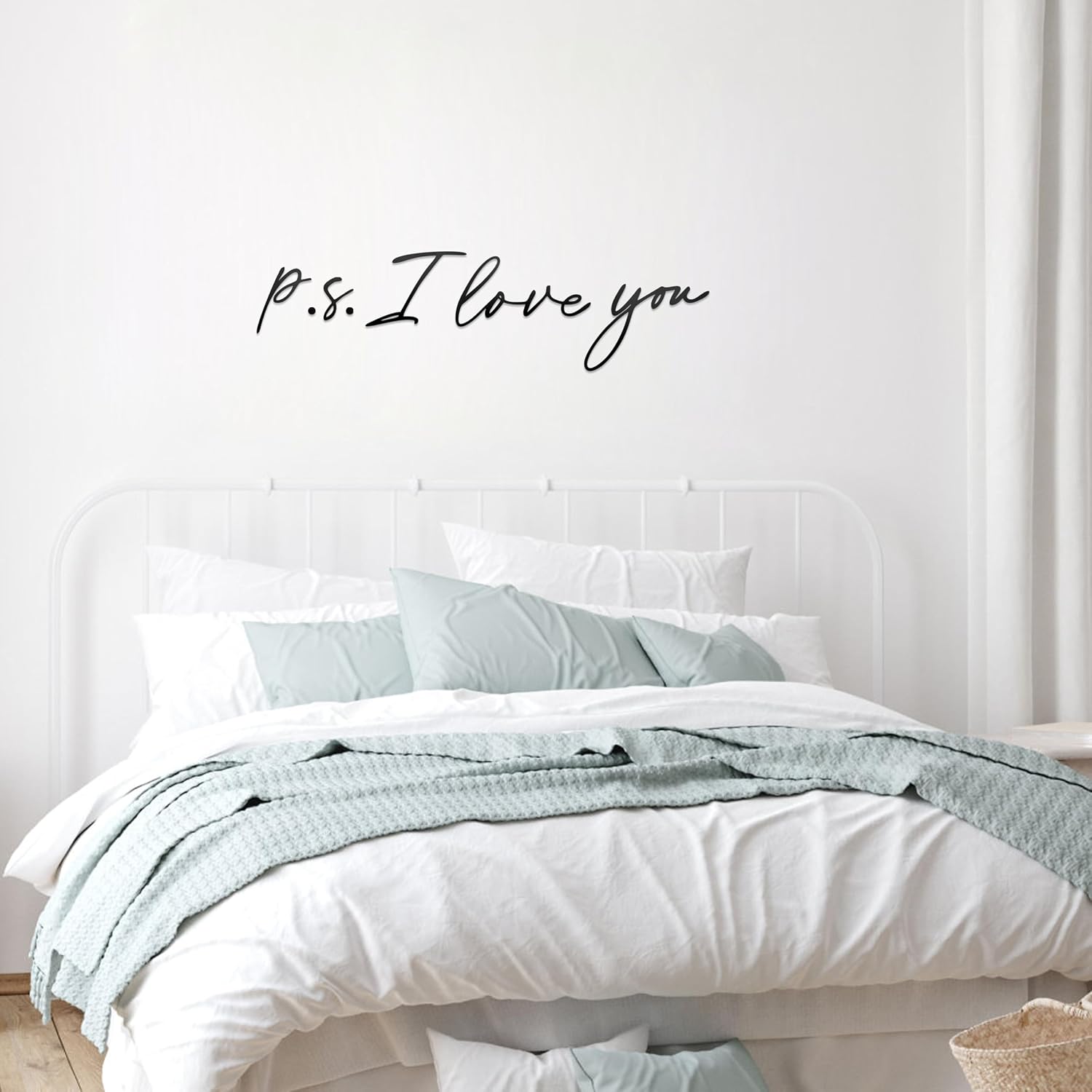 P.S. I Love You Bedroom Wall Decor Metal Cut Words Above Bed Wall Decor
