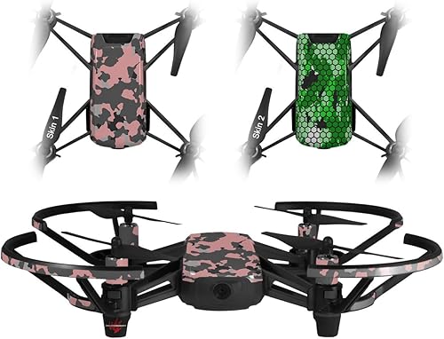 Skin Decal Wrap 2 Pack Compatible with DJI Ryze Tello WraptorCamo Old School Camouflage Camo Pink Drone NOT Included