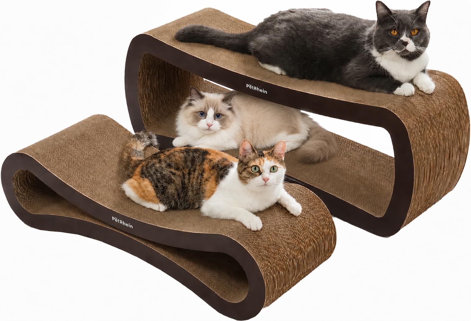 PetRhein XXL Kratzbrett für Katzen zum Spielen und Ausruhen, Verschleißfestes Kratzpapier
