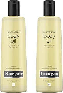 Neutrogena Light Sesame Body Oil Twin Pack, 16 fl oz Each - Non-Greasy Radiant Glow Moisturizer for Dry Skin, Bath & Shower Oil