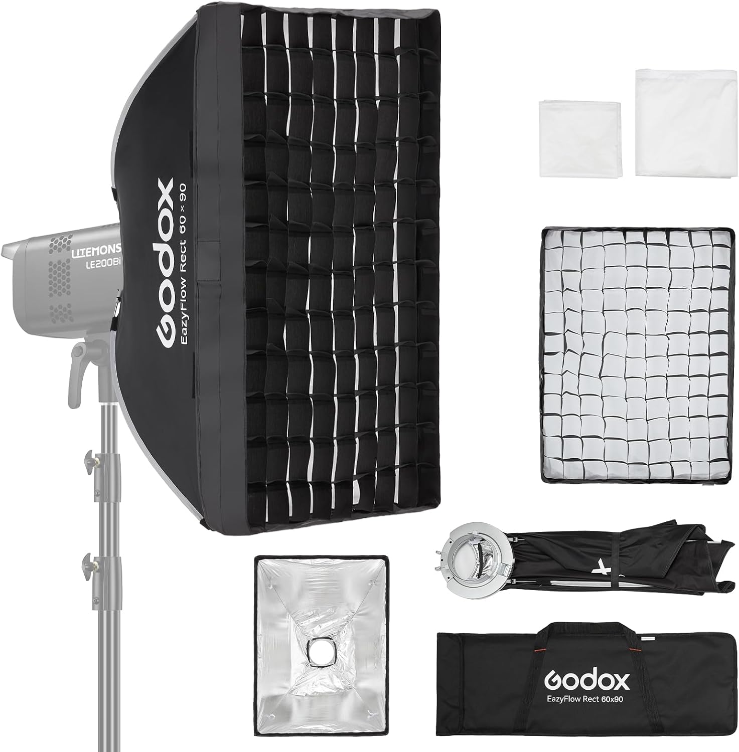 Godox EazyFlow Rectangular Softbox 60cm*90cm/23.6in*35.4in with Grid