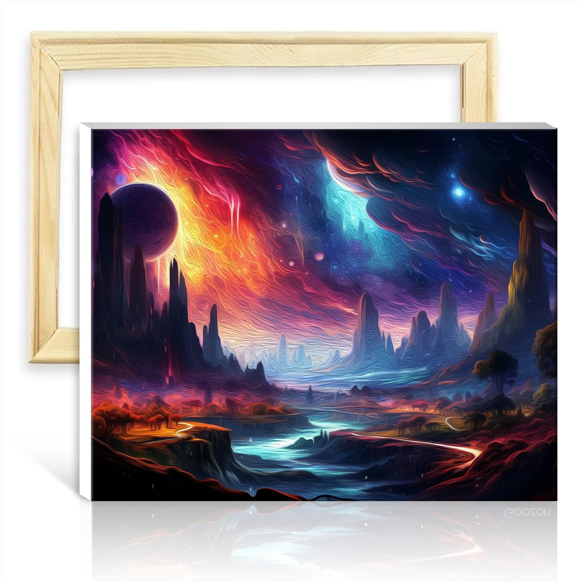TANGFEIY Oil Painting Landscape Paint by Numbers Adults Beginner with Brushes and Acrylic Pigment on Canvas Arts Crafts for Home Decor DIY Frame(30x40cm)