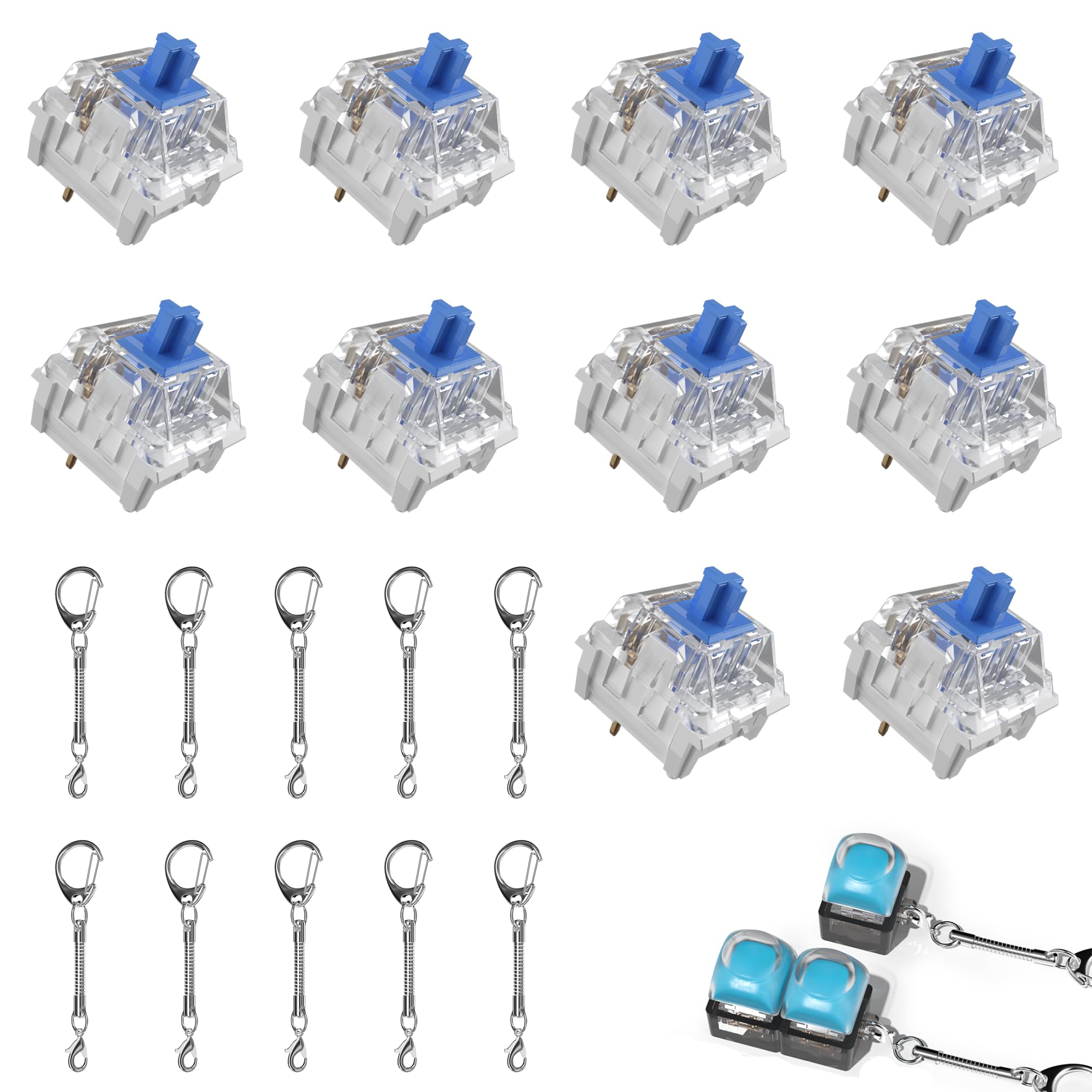 Zhouwang 500PCS Blue Click Switch,Clicky Mechanical Keyboard Switches