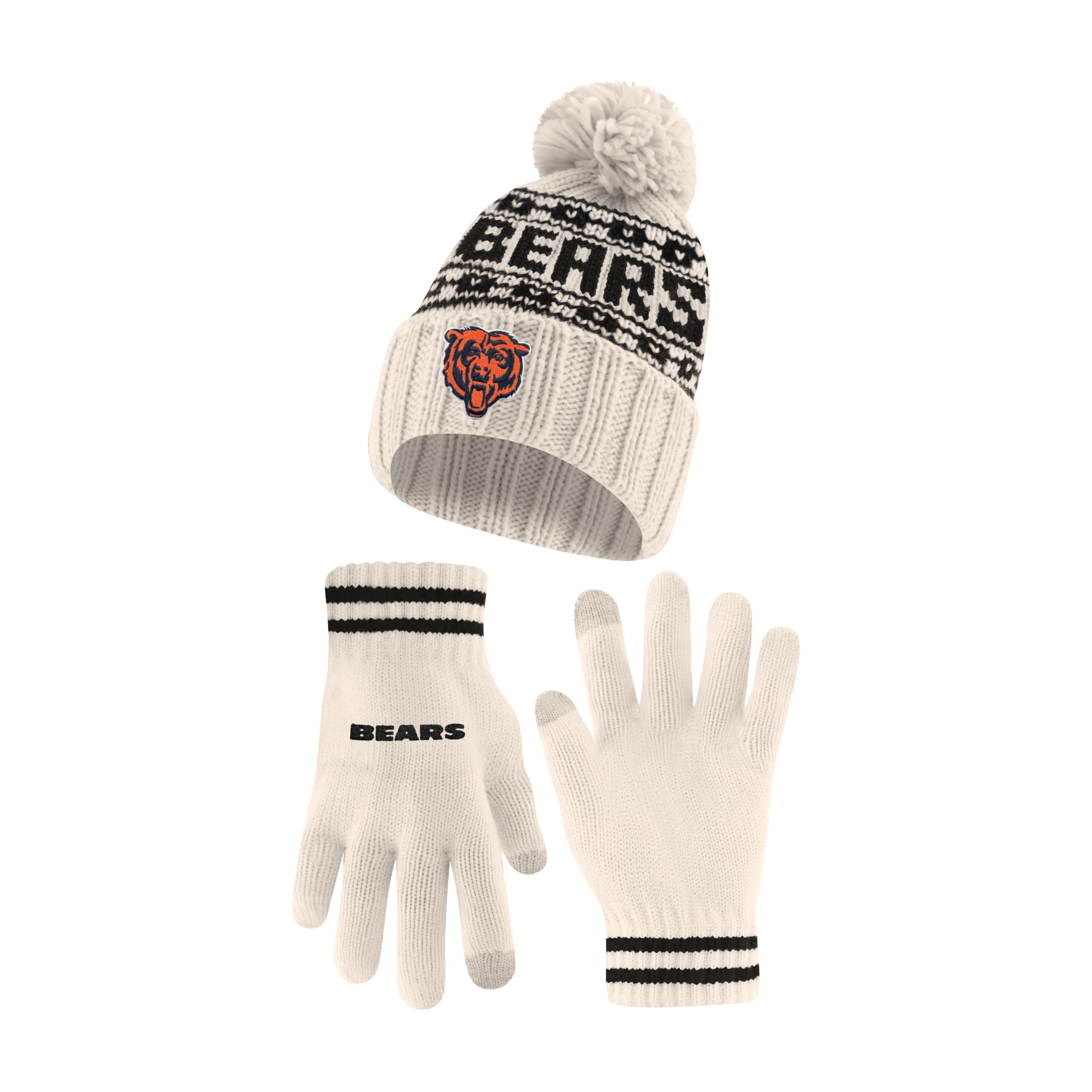 Ultra Game Youth NFL Official Super Soft Cable Knit Winter Beanie Knit Hat with Extra Warm Touch Screen Gloves