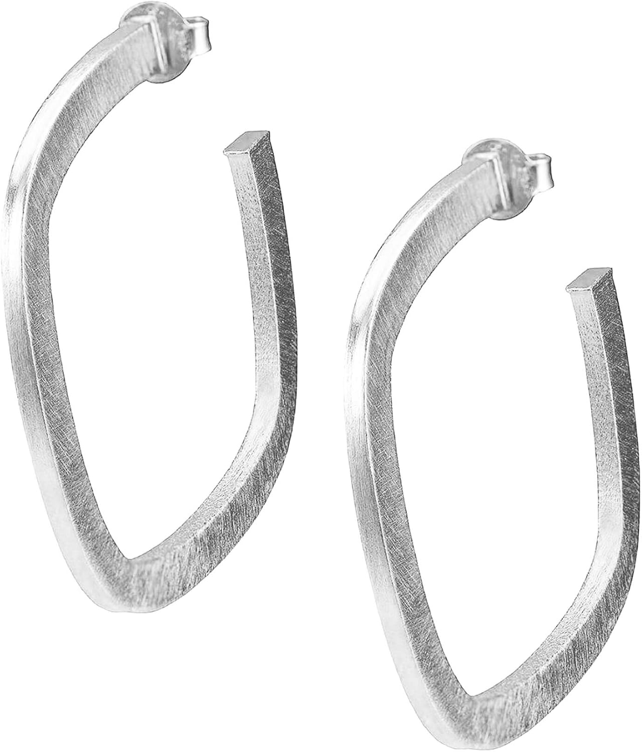 Sheila Fajl Elisa Flat Square Womens Hoop Earrings in Brushed Silver Plated