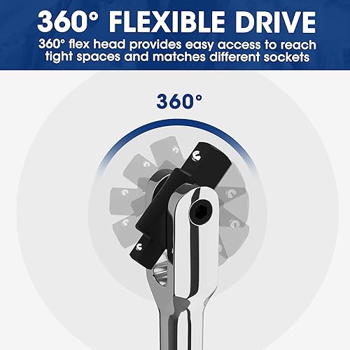 Miniatura 21 de WORKPRO Barra disyuntora de doble unidad, accionamiento de 3/8 pulgadas y 1/4 pulgadas, barras rompedoras resistentes, 8 pulgadas de longitud