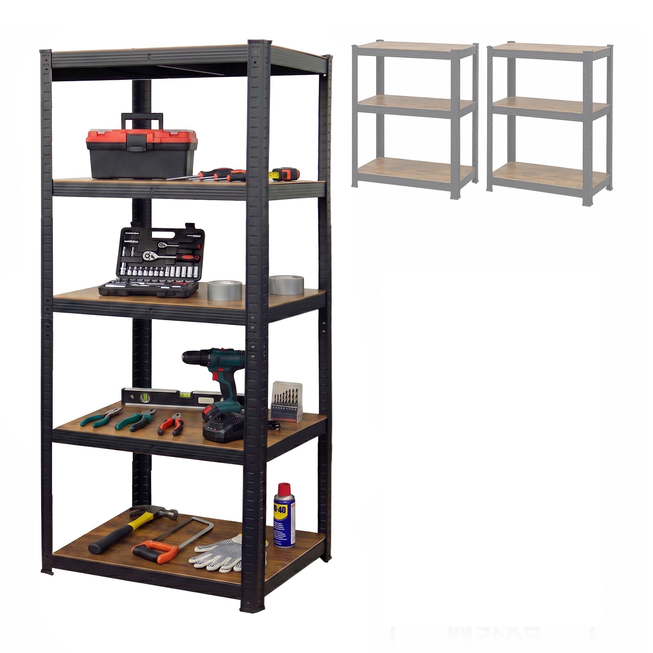 Relaxdays Heavy-Duty Rack, 500 kg, HWD: 200 x 90 x 60 cm, Black/Brown