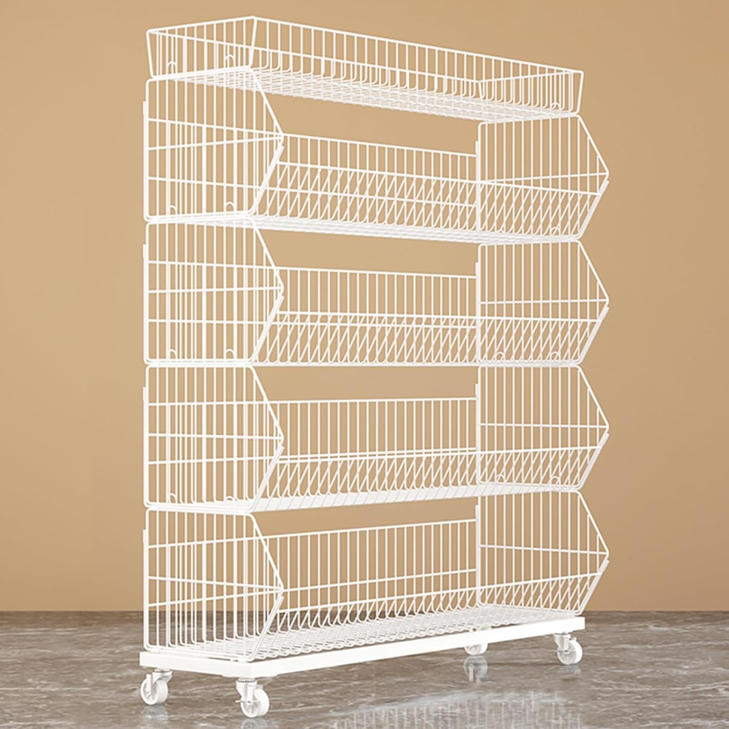 Supermarkets Drugstores Convenience Stores Organizer Holder, Large 5 Layer Potato Chip Displays Stand, Carbon Steel Retail Shelf for Fruit Vegetable(5 Tier White,L90cm(35.4in))
