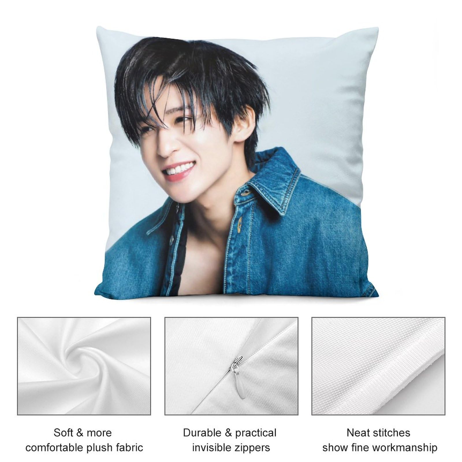 Amazon｜目黒蓮 スクエア枕カバー 両面印刷 写真 毛玉なし 変形なし