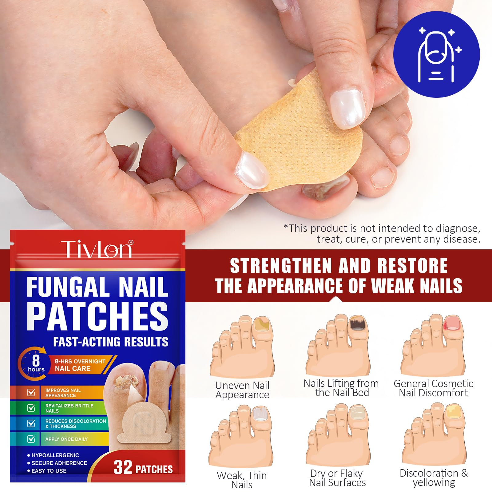 Patchs Pour Ongles Abîmés Ou Mycoses - Soin Réparateur Nuit, Nouveau Sans Marque