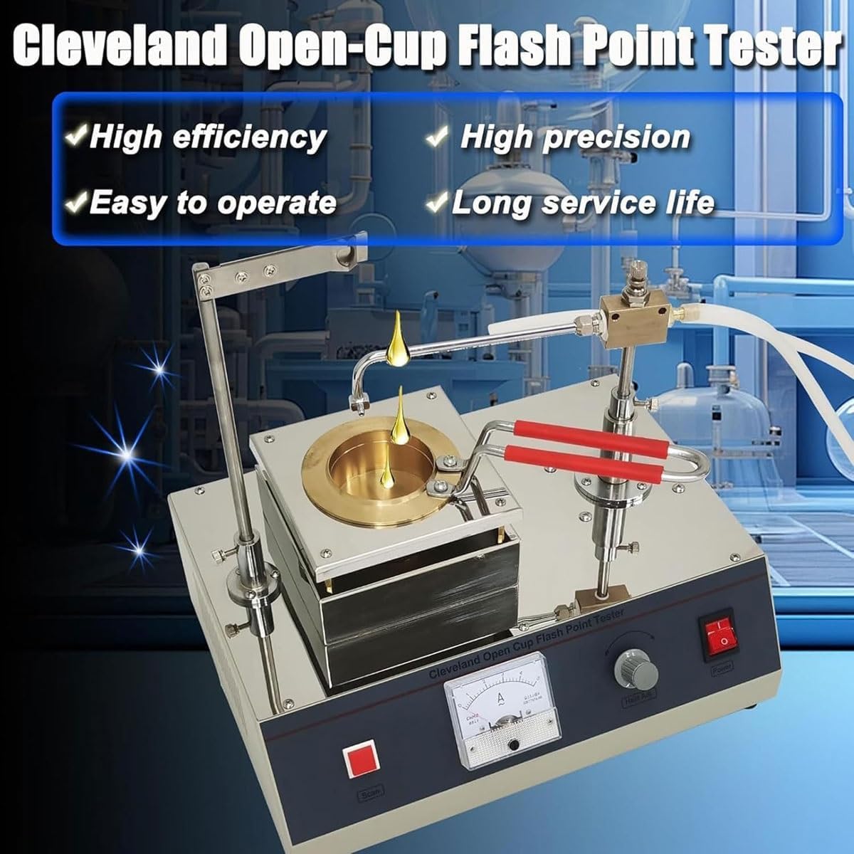 Digital Open Cup Flash Point Tester Adjustable Temperature Petroleum & Asphalt Ignition Point Testing Machine with Automatic Sweeping