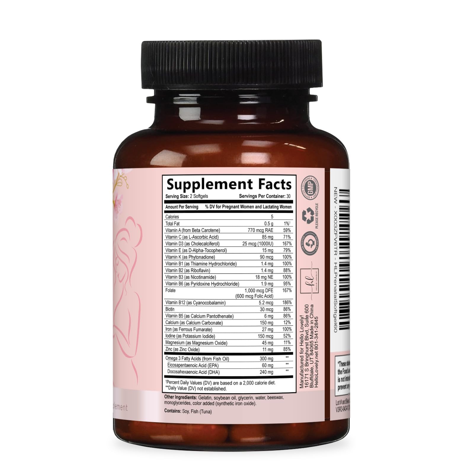 Prenatal Vitamins for Women with Folic Acid + DHA - Full-Spectrum Prenatal Supplement For Mom & Baby - Best Daily Pregnancy Multivitamin For Fetal Development Support, Bottled in USA - 60 Softgels — Amazon image 9