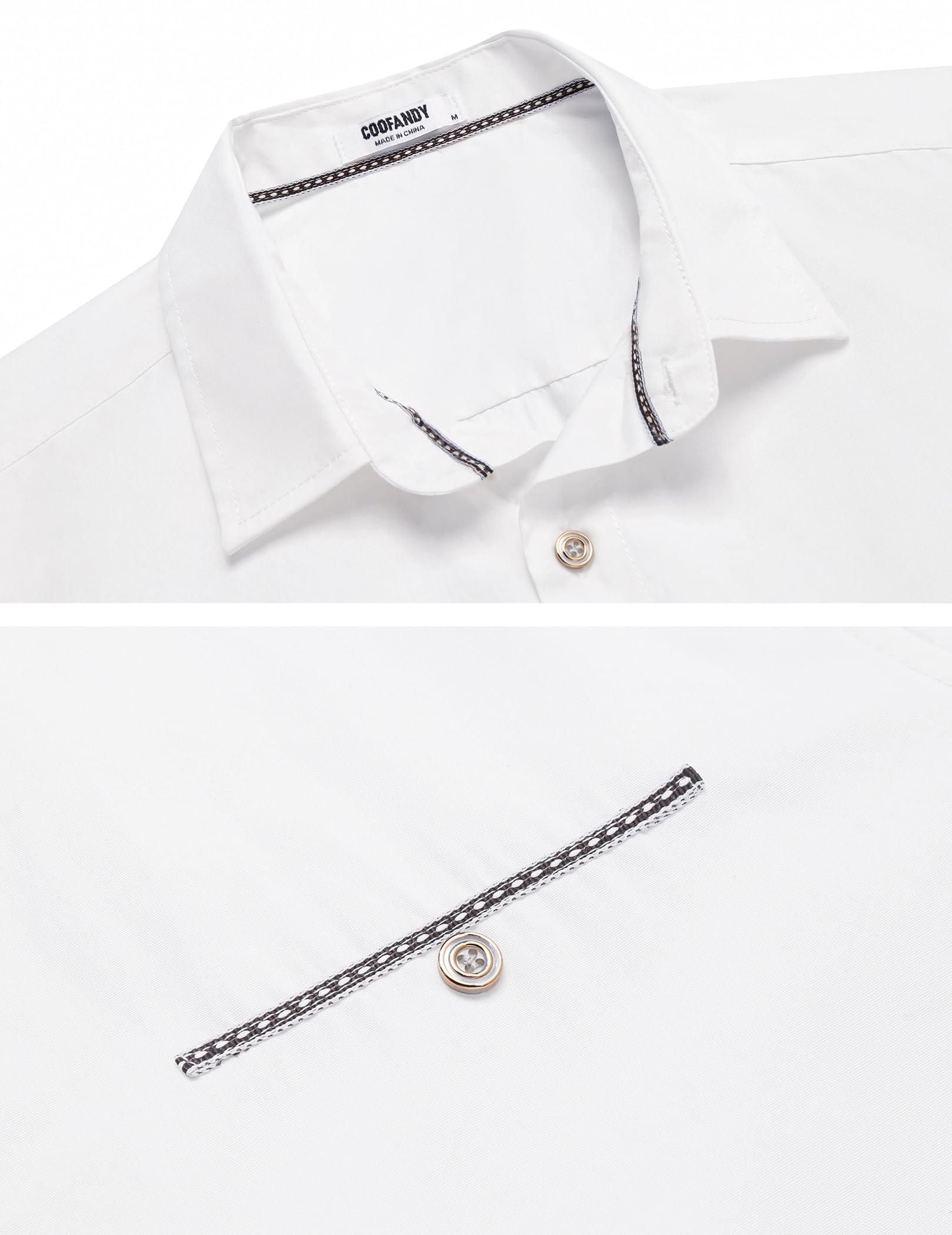 COOFANDY Hemd Herren Langarm Trachtenhemd Weiß Oktoberfest Hemd Regular fit Freizeithemd Herrenhemden mit Baumwolle