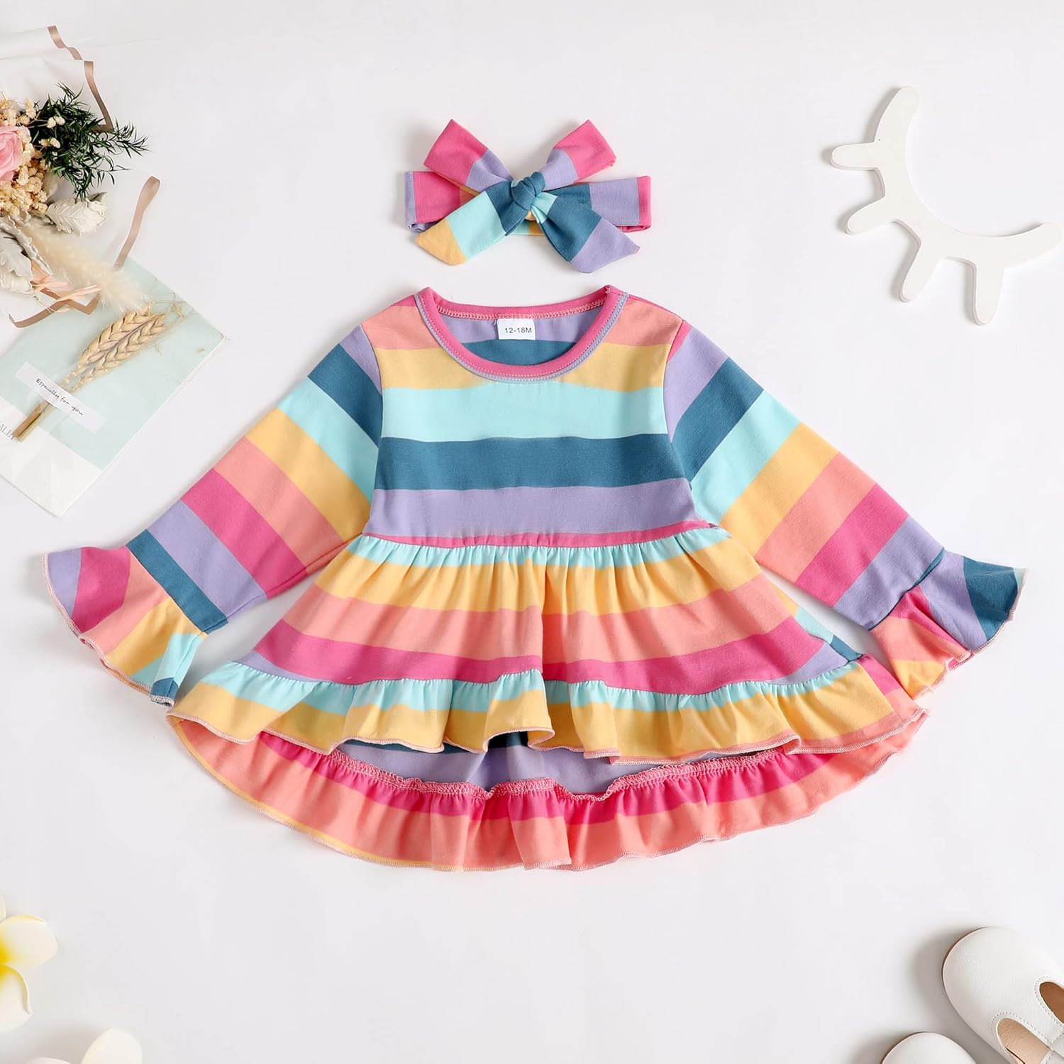 Kucnuzki Baby Girl Clothes Toddler Girl Outfit Ruffle Sleeve Shirt Floral Pant Set Fall Winter Clothing for Girl - Image 5