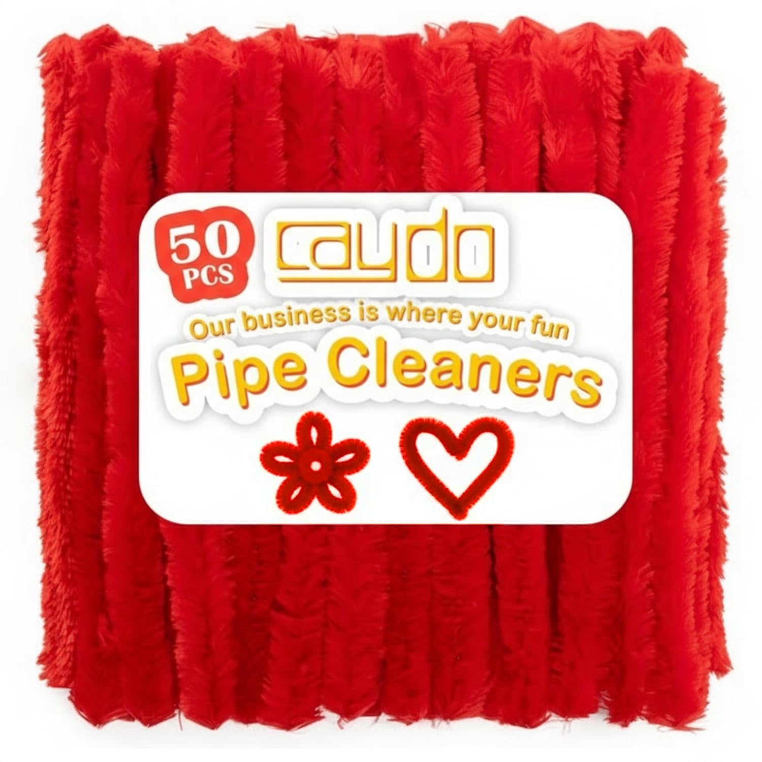 Caydo 50PCS Extra Thick Pipe Cleaners Craft 10 Colors Jumbo Chenille Stems for Kids Creative DIY Projects and Mother's Day Decorations(3CM x 12 Inch)