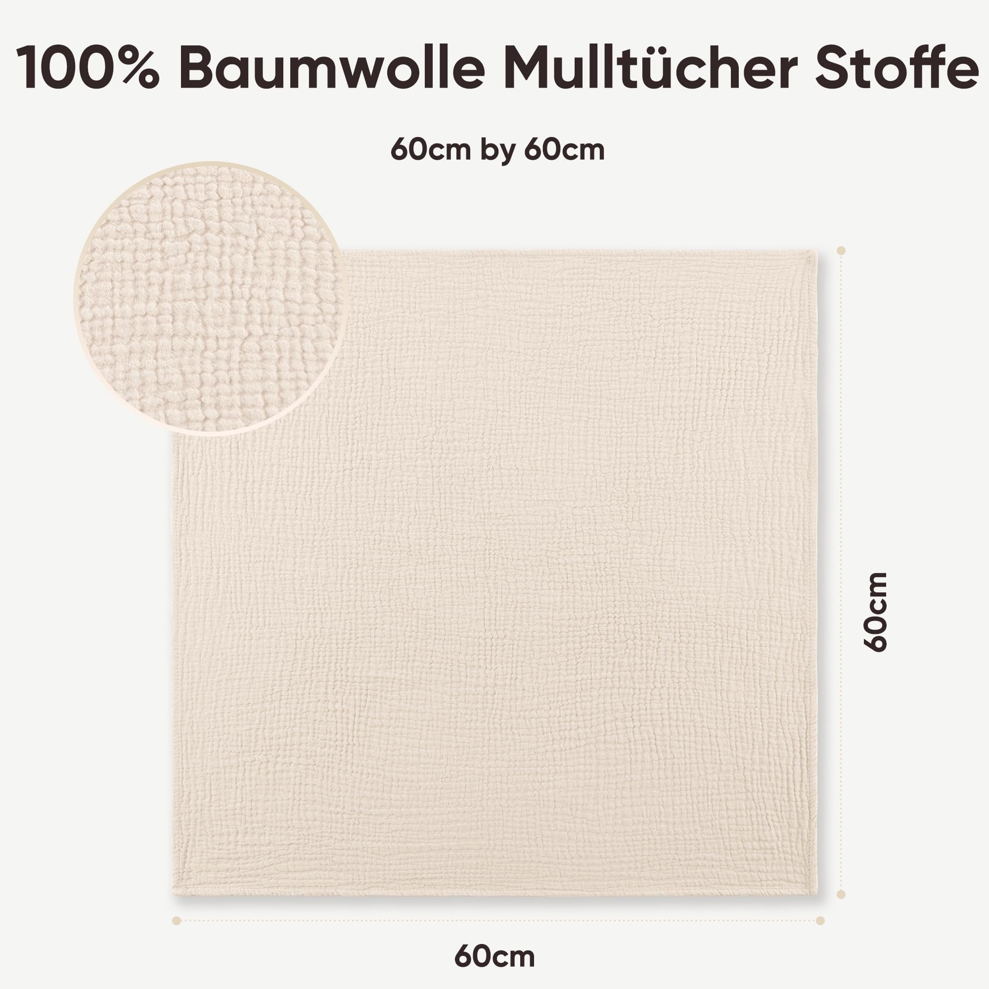 Besuche den Bearmoss- Bearmoss Moltontücher Baby 100% Baumwolle Weiche Spucktücher Baby,Atmungsaktiv und Extrem Saugfähig Musselin Tuch für Saugstark Mulltücher 6er 60x60 cm (Weiße Aprikose) in use